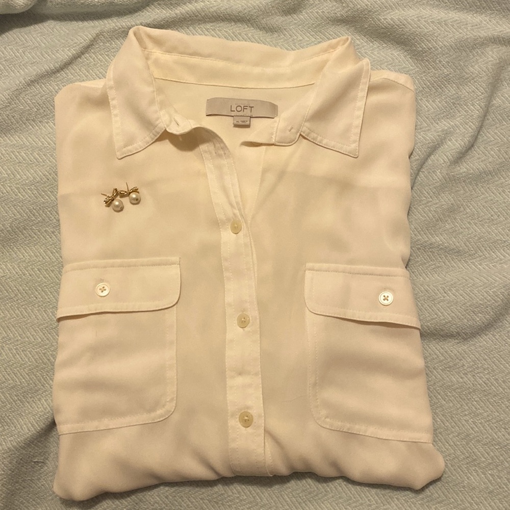 Cream button-down blouse
